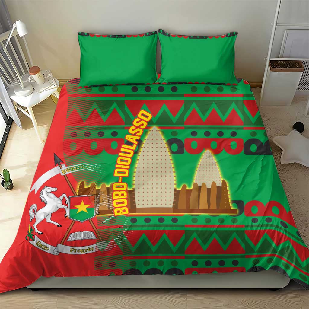 Burkina Faso Bedding Set Tribal Design and Bobo Dioulasso Landmark TS04