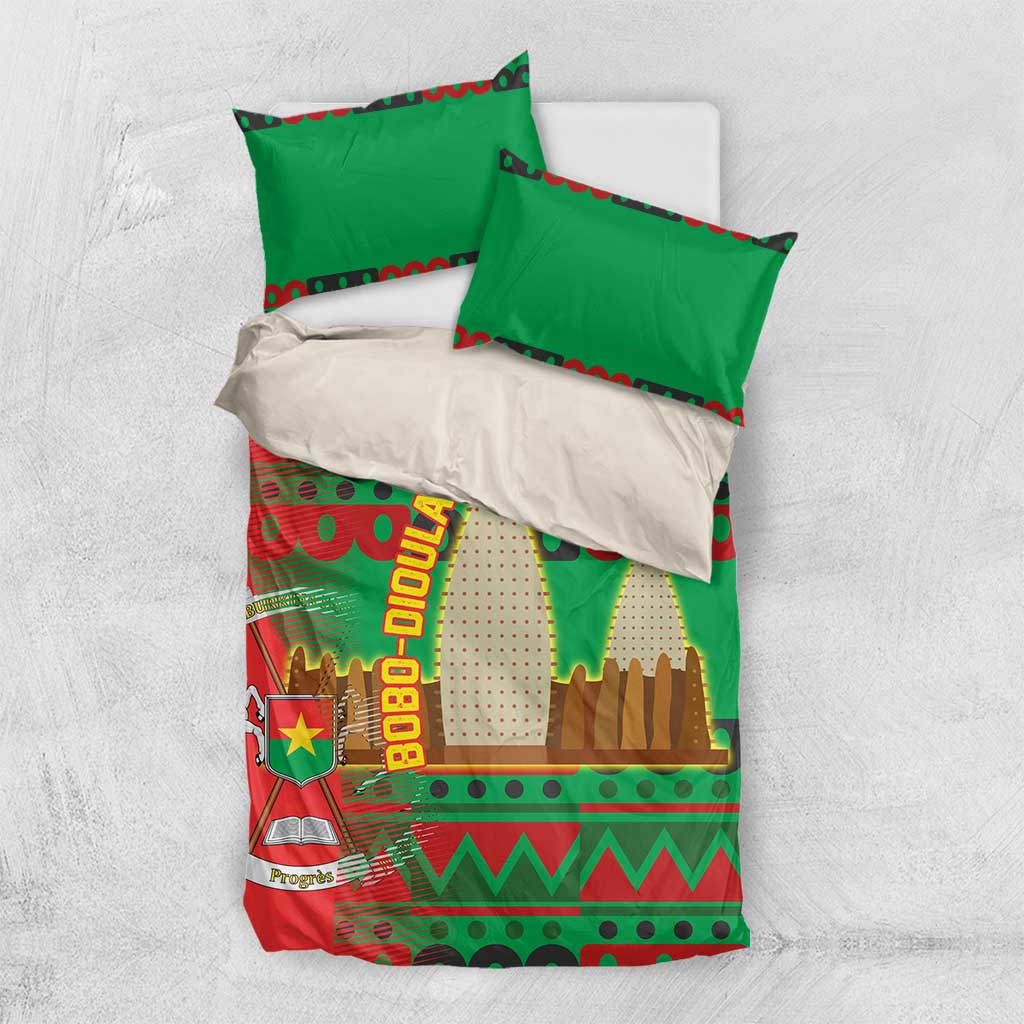 Burkina Faso Bedding Set Tribal Design and Bobo Dioulasso Landmark TS04