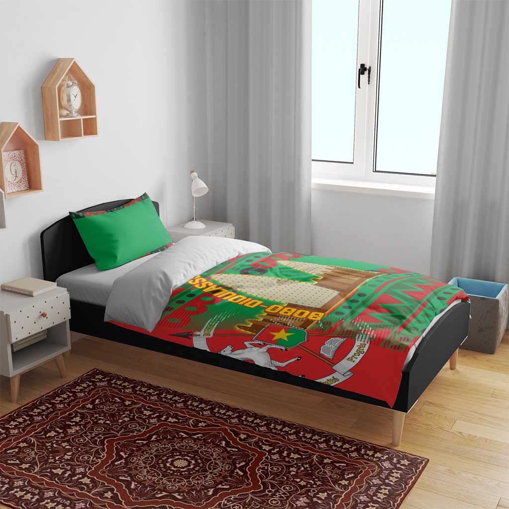 Burkina Faso Bedding Set Tribal Design and Bobo Dioulasso Landmark TS04