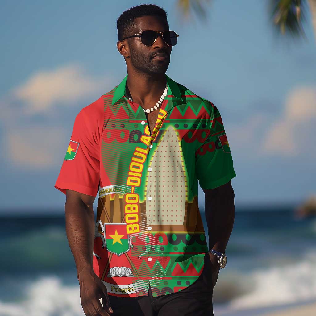 Burkina Faso Hawaiian Shirt Tribal Design and Bobo Dioulasso Landmark TS04