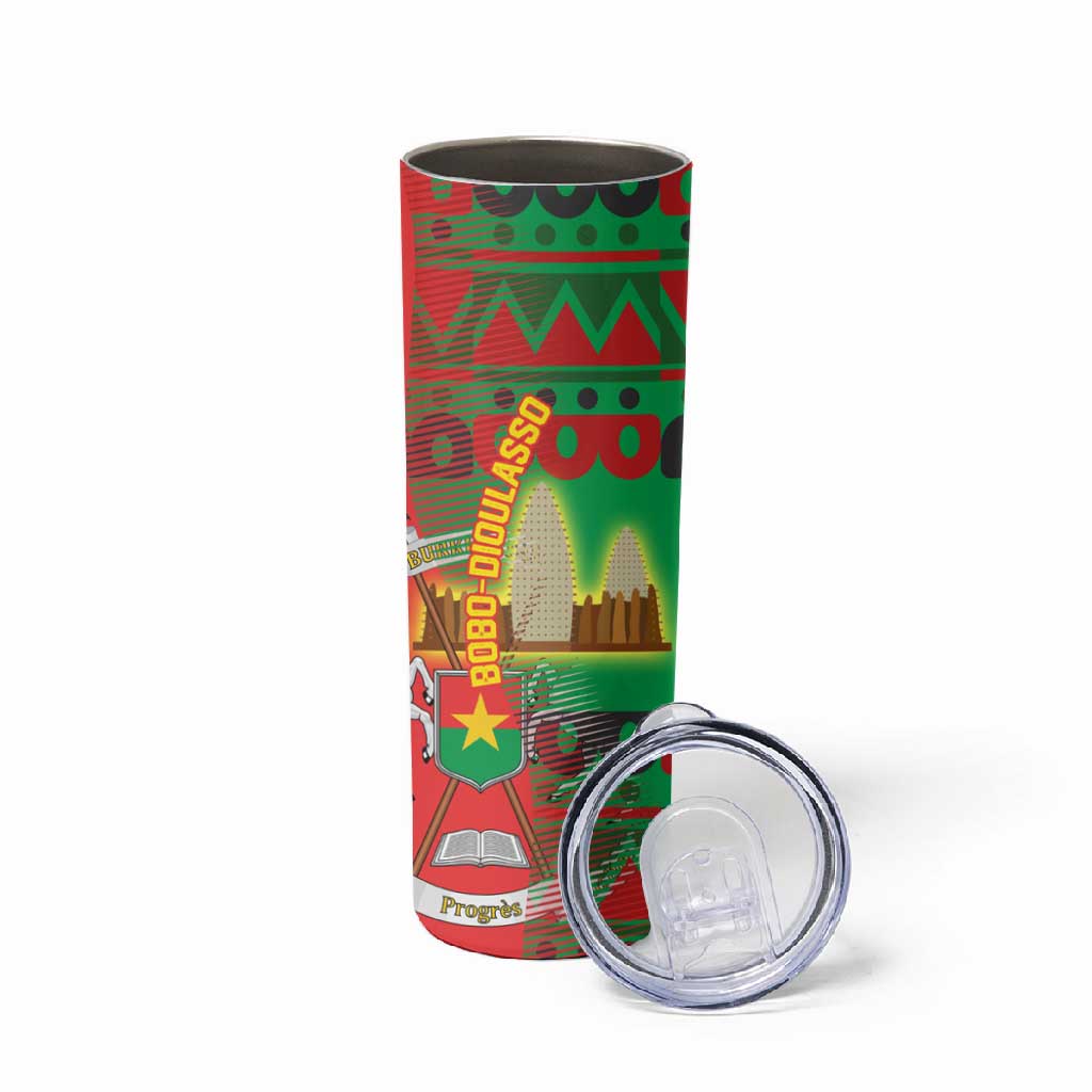 Burkina Faso Skinny Tumbler Tribal Design and Bobo Dioulasso Landmark TS04