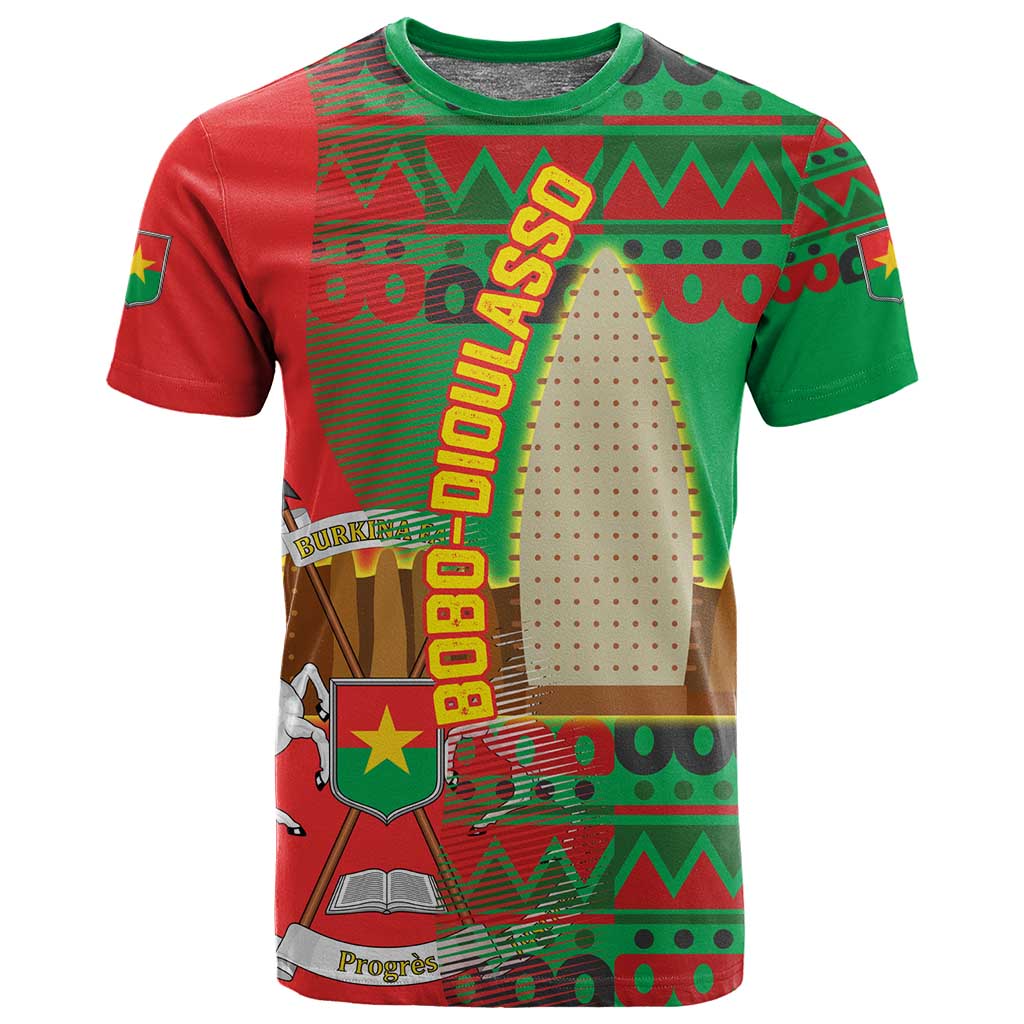 Burkina Faso T shirt Tribal Design and Bobo Dioulasso Landmark TS04