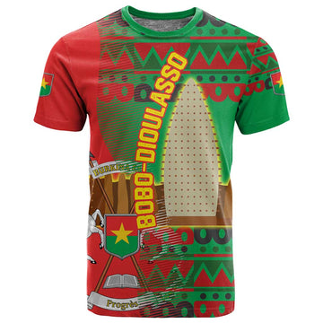 Burkina Faso T shirt Tribal Design and Bobo Dioulasso Landmark TS04