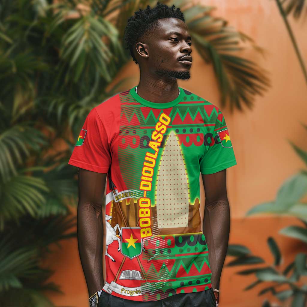 Burkina Faso T shirt Tribal Design and Bobo Dioulasso Landmark TS04