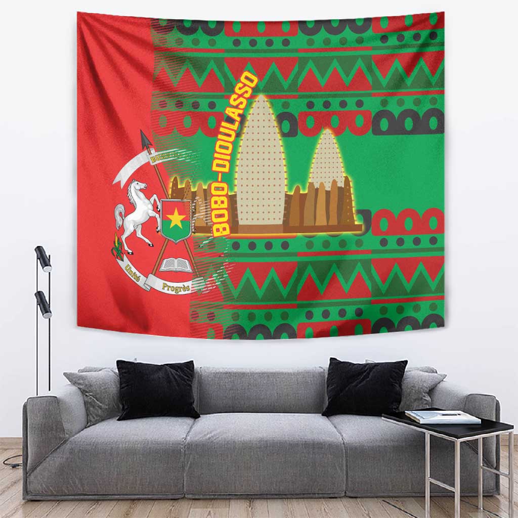 Burkina Faso Tapestry Tribal Design and Bobo Dioulasso Landmark TS04