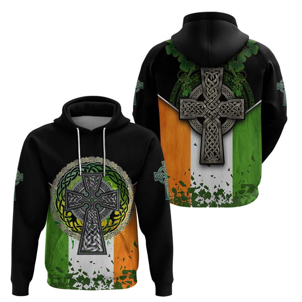 Irish Cross Mix With Shamrock Floral And Flag Hoodie TS04