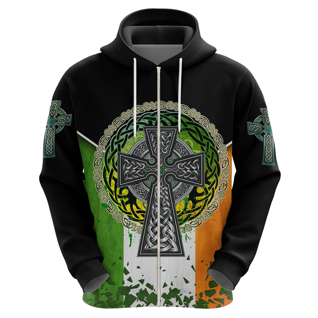 Irish Cross Mix With Shamrock Floral And Flag Hoodie TS04