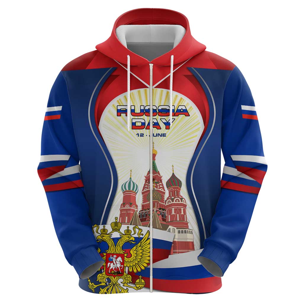 Russia Day Hoodie with Kremlin Illustration, National Emblem, and Flag Stripes TS04