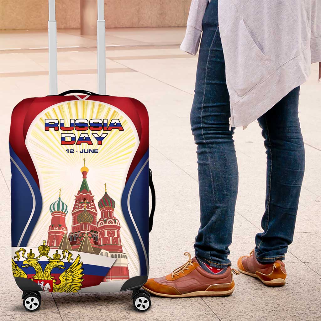 Russia Day Luggage Cover with Kremlin Illustration, National Emblem, and Flag Stripes TS04