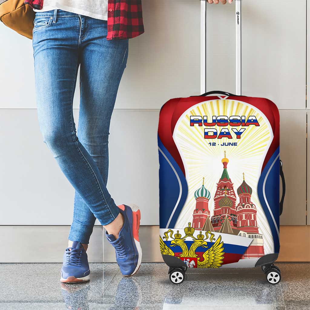 Russia Day Luggage Cover with Kremlin Illustration, National Emblem, and Flag Stripes TS04