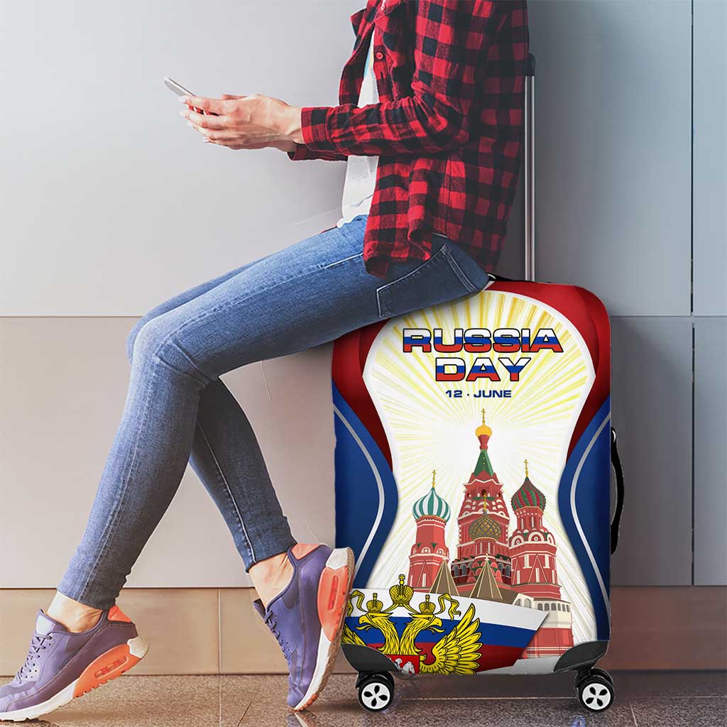 Russia Day Luggage Cover with Kremlin Illustration, National Emblem, and Flag Stripes TS04