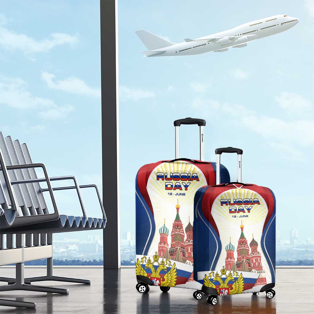 Russia Day Luggage Cover with Kremlin Illustration, National Emblem, and Flag Stripes TS04