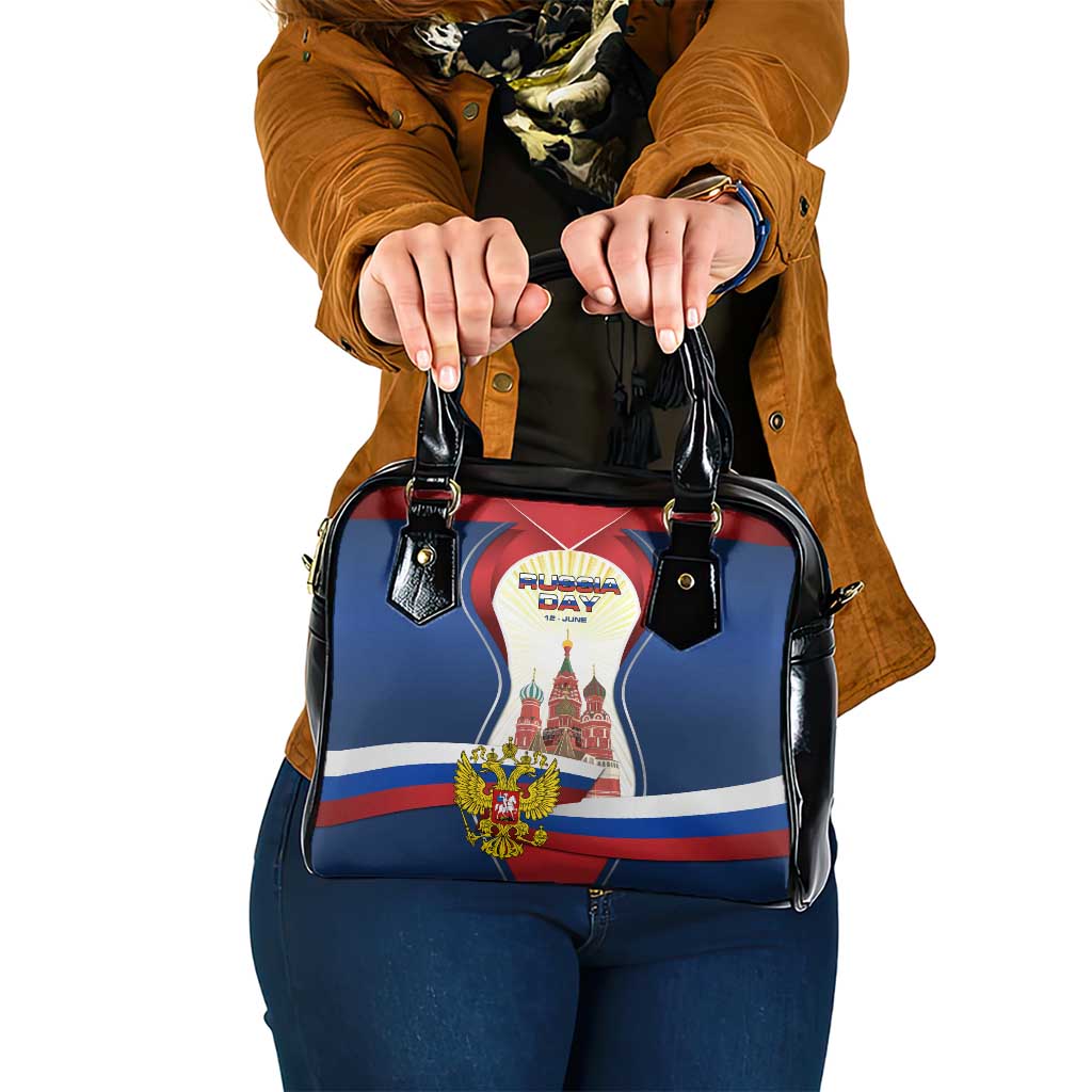 Russia Day Shoulder Handbag with Kremlin Illustration, National Emblem, and Flag Stripes TS04