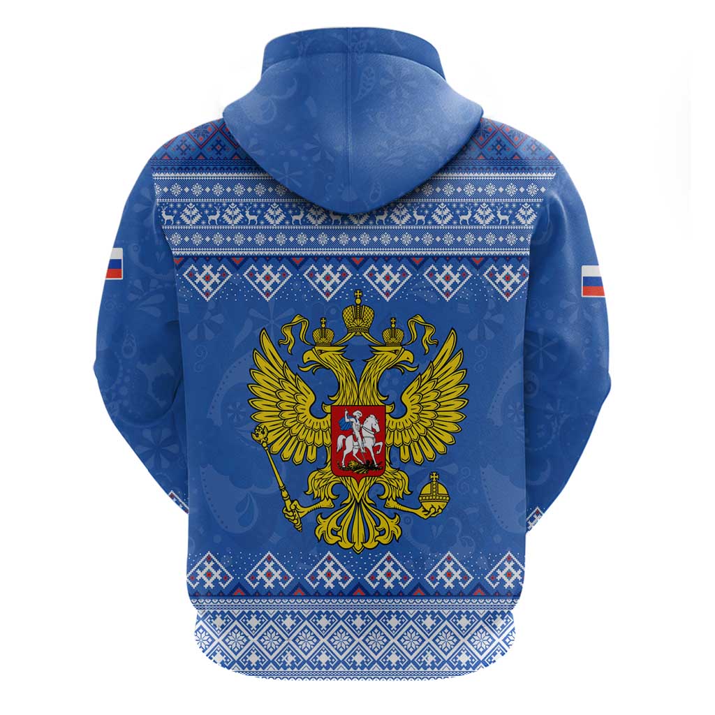 Russia Matryoshka Spirit Hoodie with Folk Pattern and Double-Headed Eagle Emblem TS04