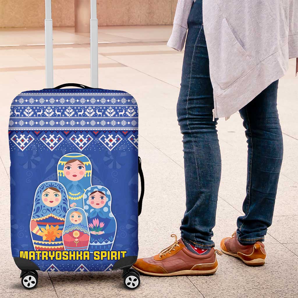 Russia Matryoshka Spirit Luggage Cover with Folk Pattern and Double-Headed Eagle Emblem TS04