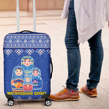 Russia Matryoshka Spirit Luggage Cover with Folk Pattern and Double-Headed Eagle Emblem TS04