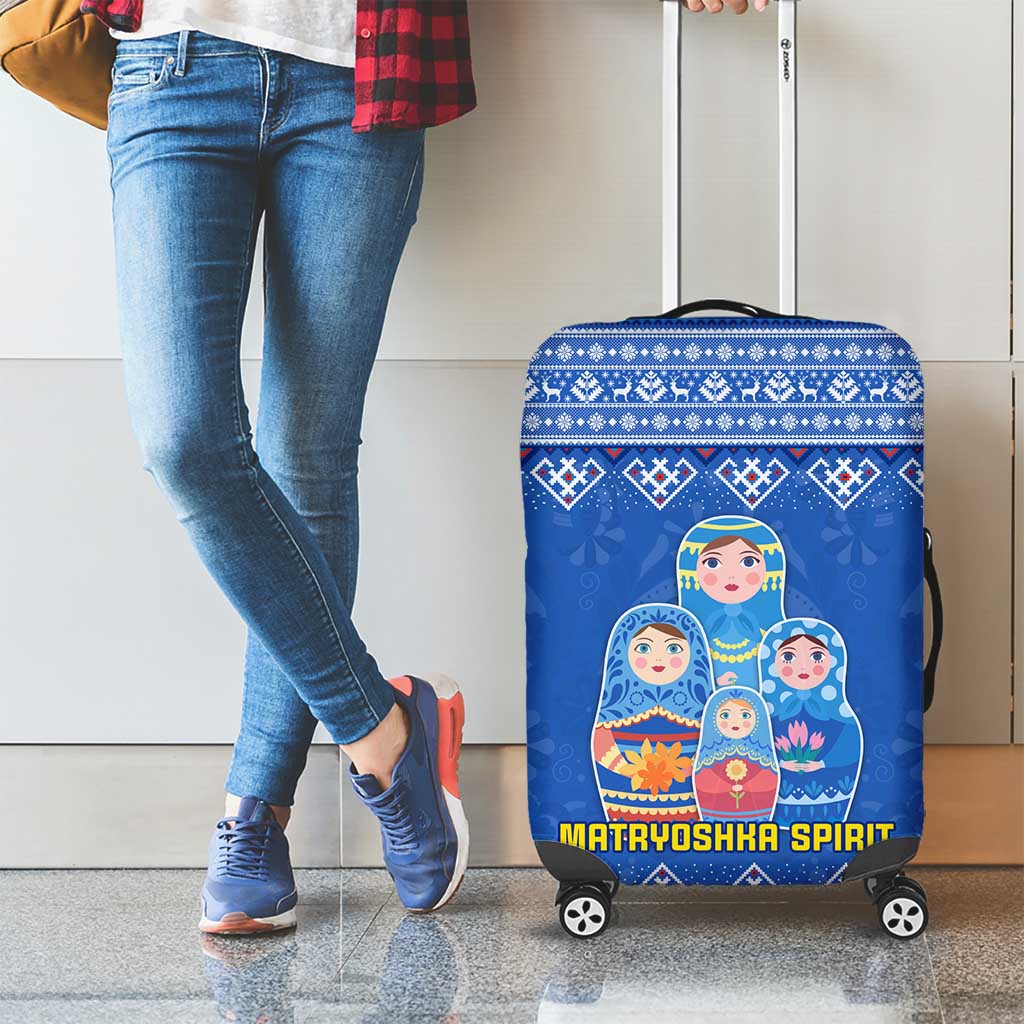 Russia Matryoshka Spirit Luggage Cover with Folk Pattern and Double-Headed Eagle Emblem TS04