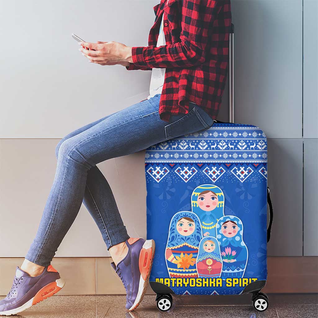 Russia Matryoshka Spirit Luggage Cover with Folk Pattern and Double-Headed Eagle Emblem TS04