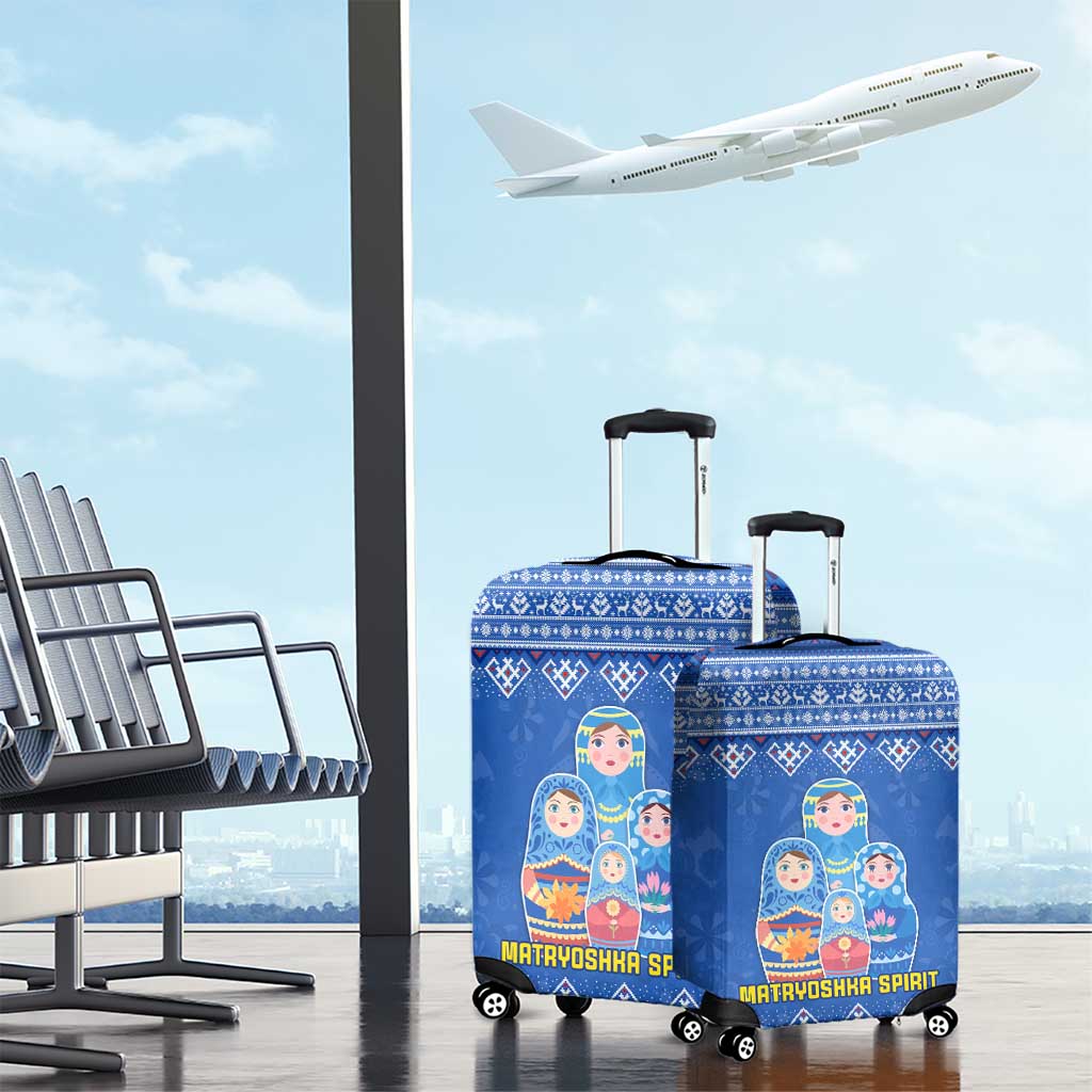 Russia Matryoshka Spirit Luggage Cover with Folk Pattern and Double-Headed Eagle Emblem TS04