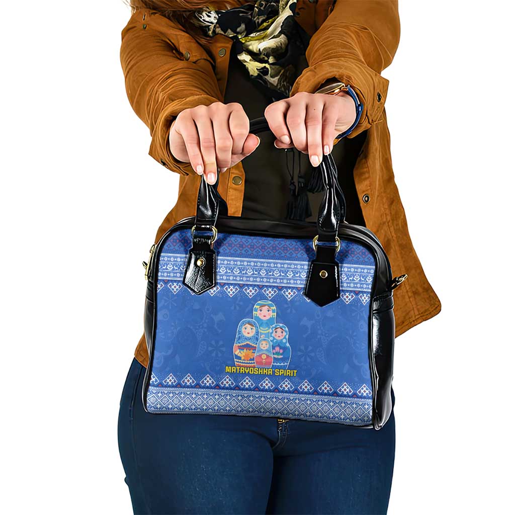 Russia Matryoshka Spirit Shoulder Handbag with Folk Pattern and Double-Headed Eagle Emblem TS04