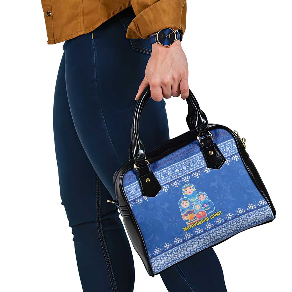 Russia Matryoshka Spirit Shoulder Handbag with Folk Pattern and Double-Headed Eagle Emblem TS04