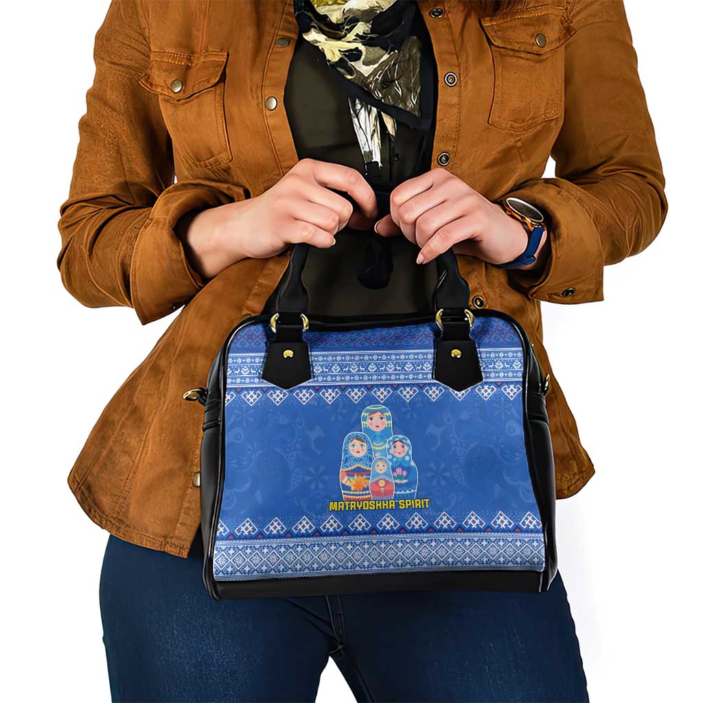 Russia Matryoshka Spirit Shoulder Handbag with Folk Pattern and Double-Headed Eagle Emblem TS04