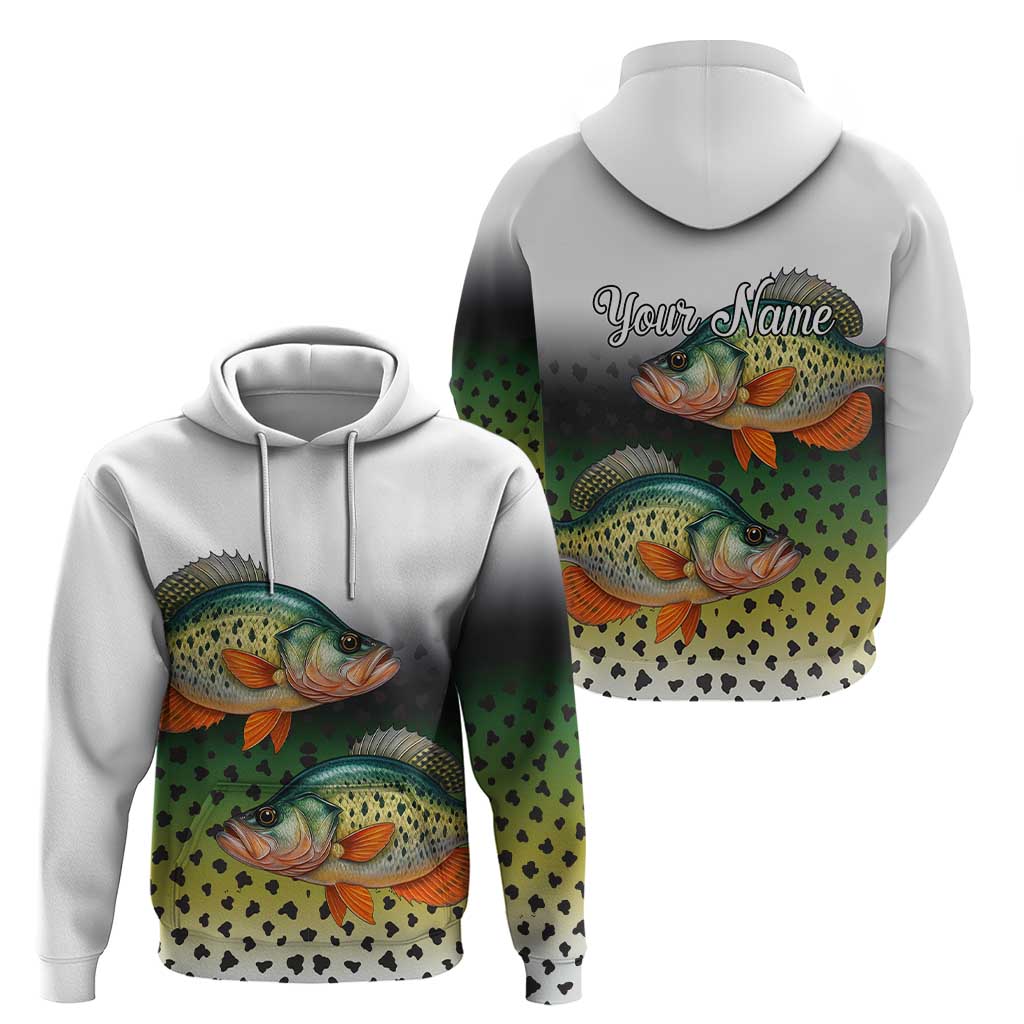 Colorful Crappie Fishing Green Scales Hoodie Gradient Camo Pattern and Custom Name Fishing TS04