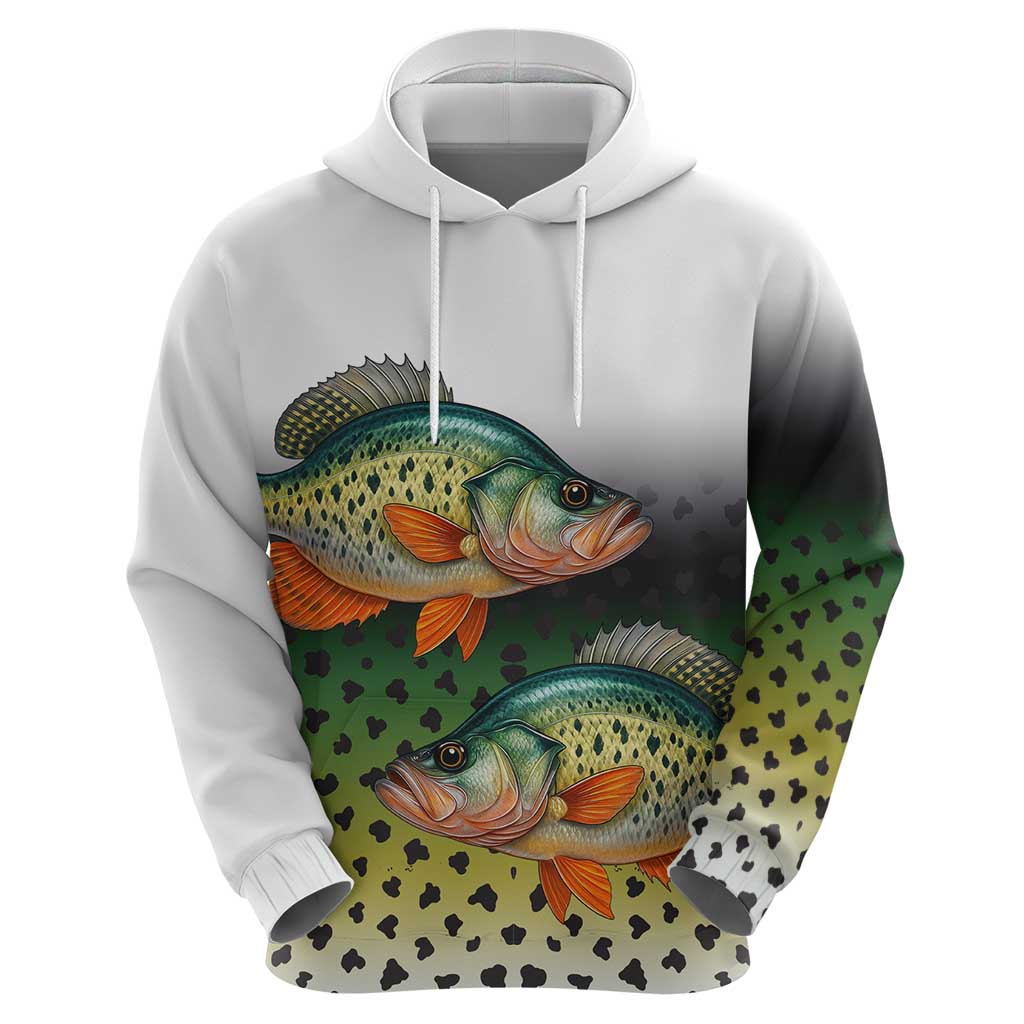 Colorful Crappie Fishing Green Scales Hoodie Gradient Camo Pattern and Custom Name Fishing TS04