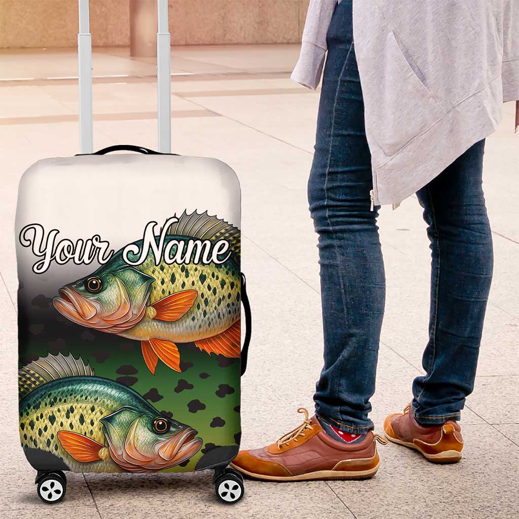 Colorful Crappie Fishing Green Scales Luggage Cover Gradient Camo Pattern and Custom Name Fishing TS04