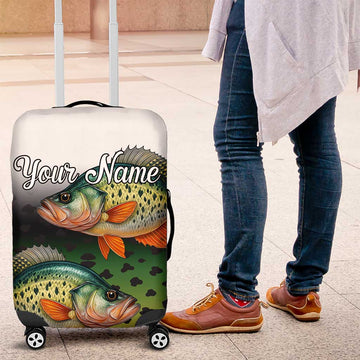 Colorful Crappie Fishing Green Scales Luggage Cover Gradient Camo Pattern and Custom Name Fishing TS04