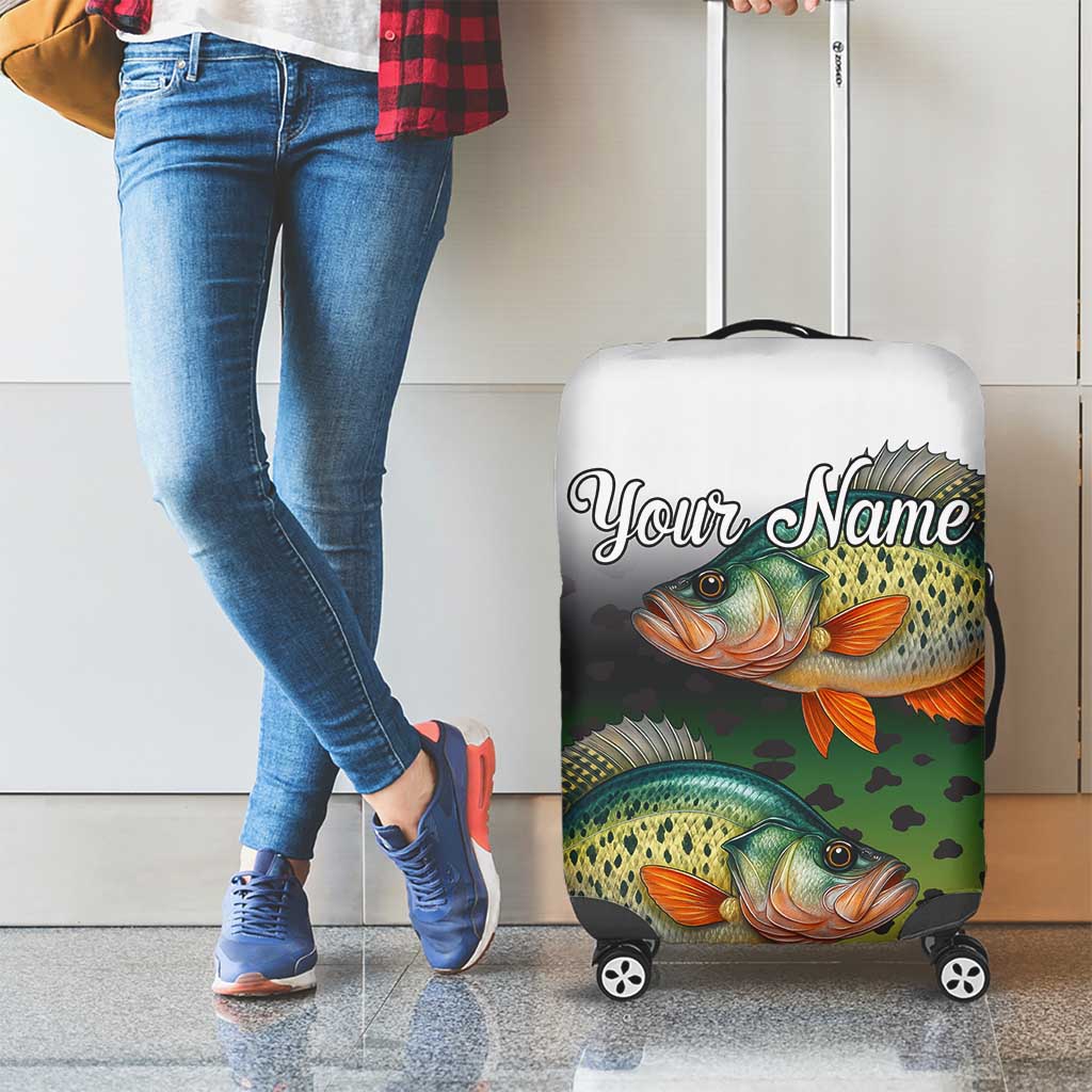 Colorful Crappie Fishing Green Scales Luggage Cover Gradient Camo Pattern and Custom Name Fishing TS04