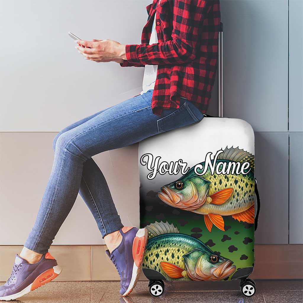Colorful Crappie Fishing Green Scales Luggage Cover Gradient Camo Pattern and Custom Name Fishing TS04