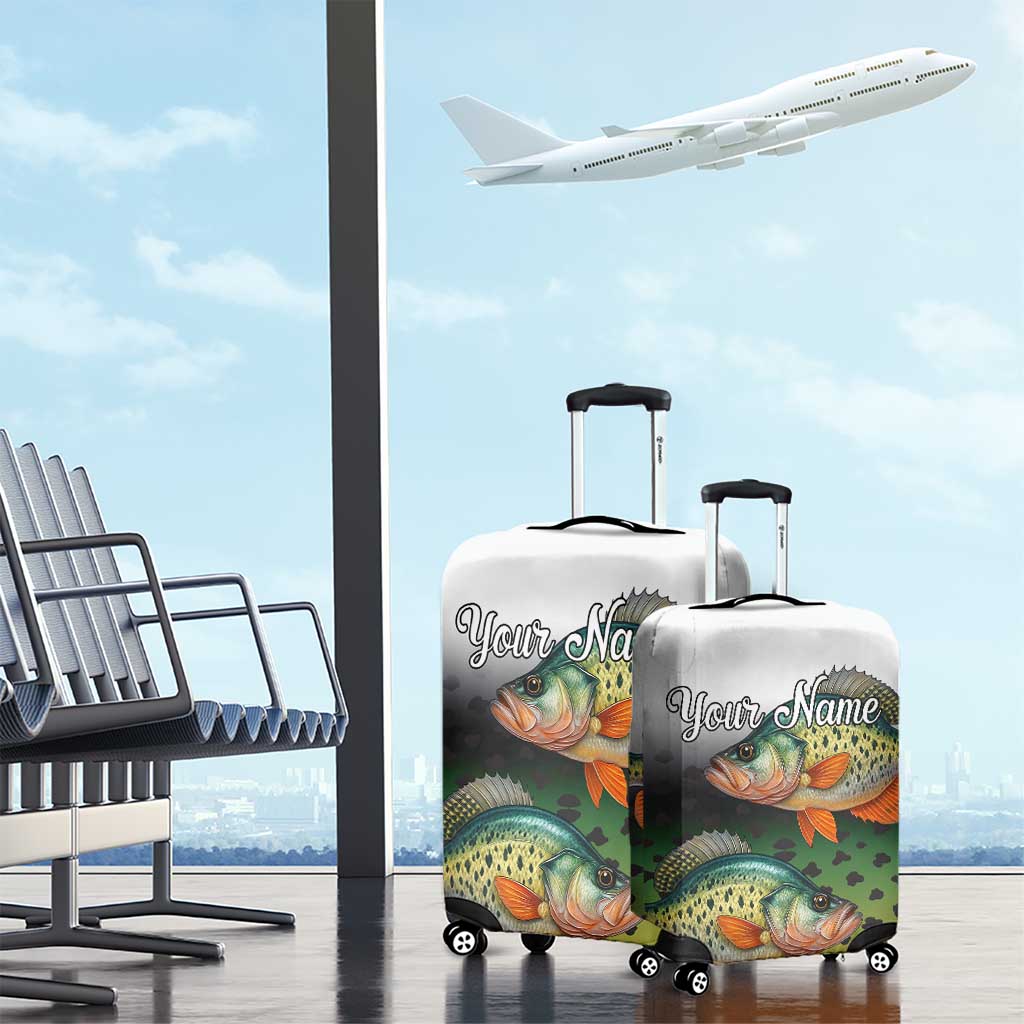 Colorful Crappie Fishing Green Scales Luggage Cover Gradient Camo Pattern and Custom Name Fishing TS04