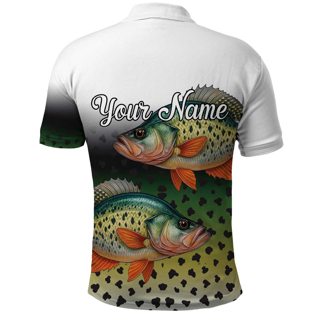 Colorful Crappie Fishing Green Scales Polo Shirt Gradient Camo Pattern and Custom Name Fishing TS04