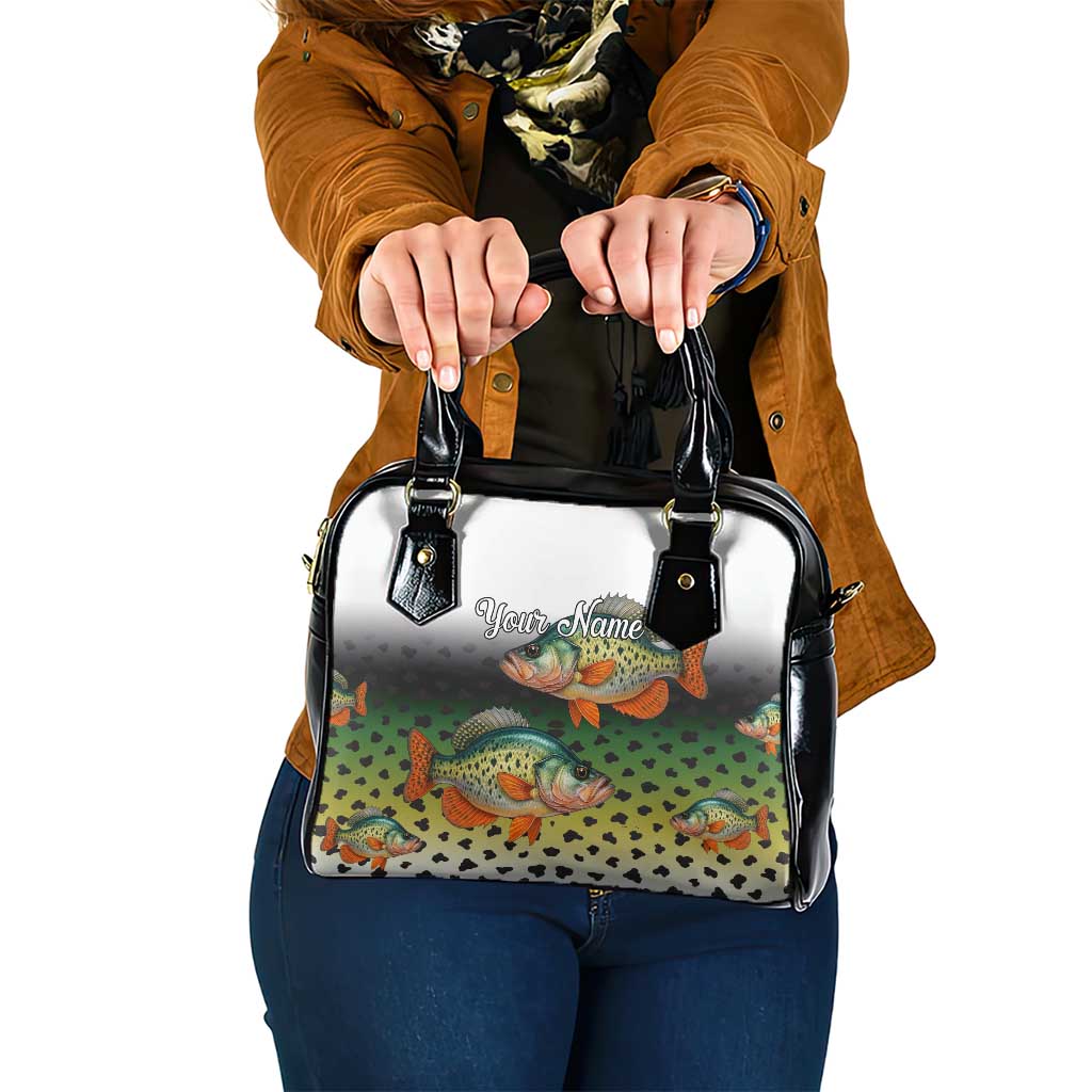 Colorful Crappie Fishing Green Scales Shoulder Handbag Gradient Camo Pattern and Custom Name Fishing TS04