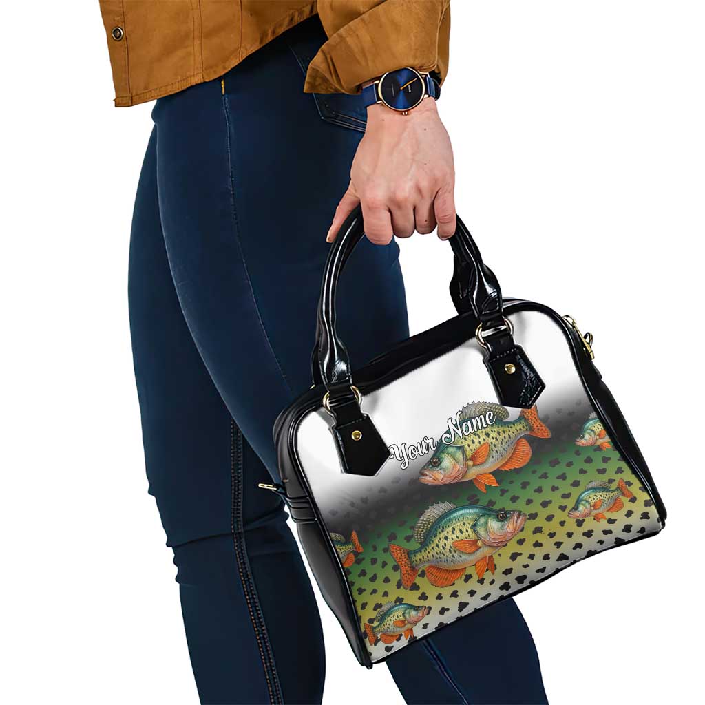 Colorful Crappie Fishing Green Scales Shoulder Handbag Gradient Camo Pattern and Custom Name Fishing TS04