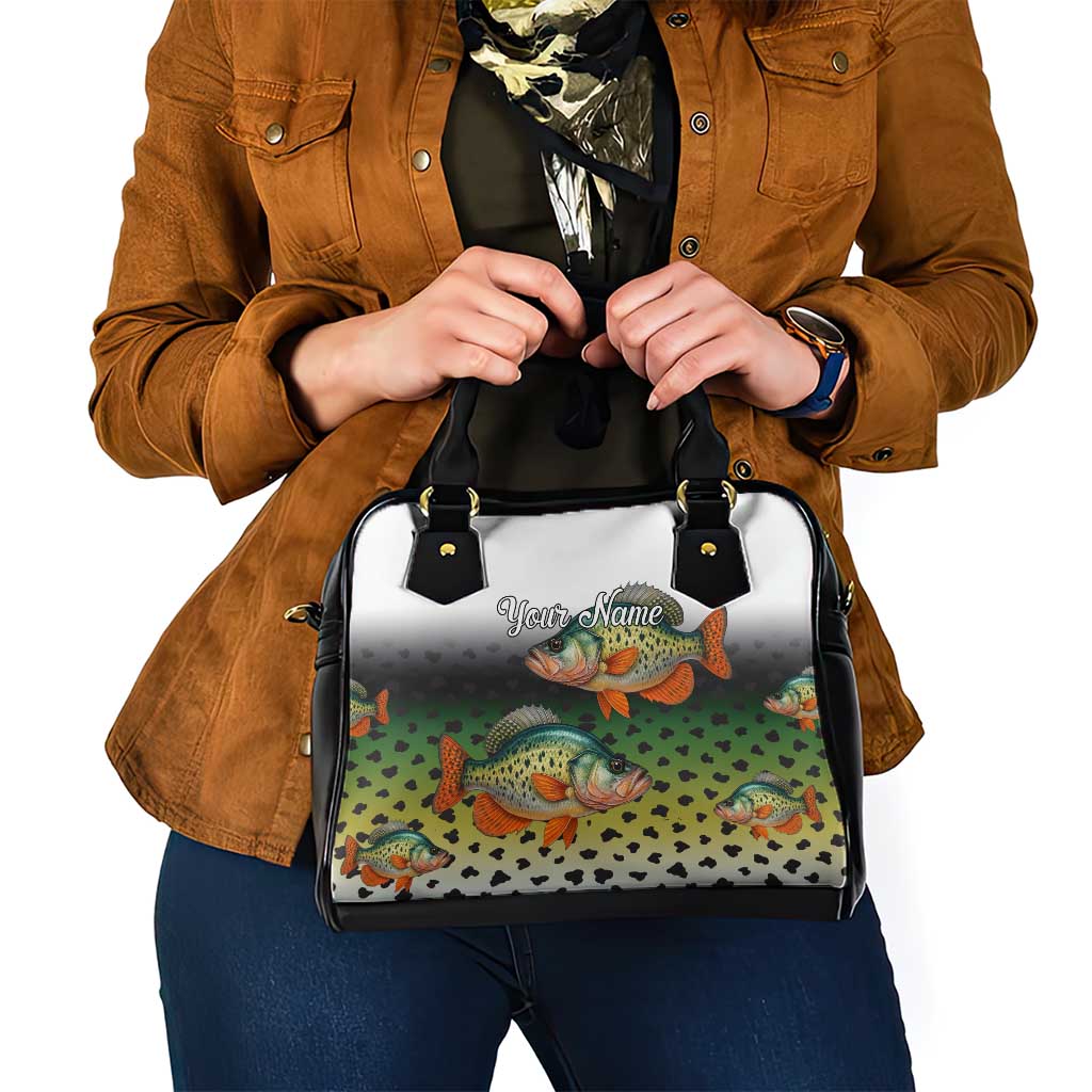 Colorful Crappie Fishing Green Scales Shoulder Handbag Gradient Camo Pattern and Custom Name Fishing TS04