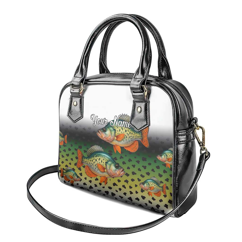 Colorful Crappie Fishing Green Scales Shoulder Handbag Gradient Camo Pattern and Custom Name Fishing TS04