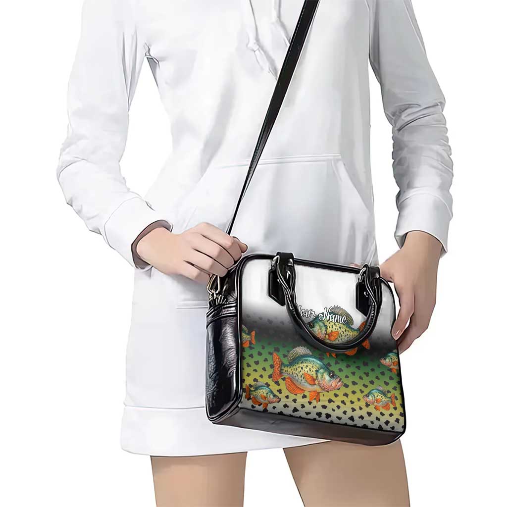 Colorful Crappie Fishing Green Scales Shoulder Handbag Gradient Camo Pattern and Custom Name Fishing TS04