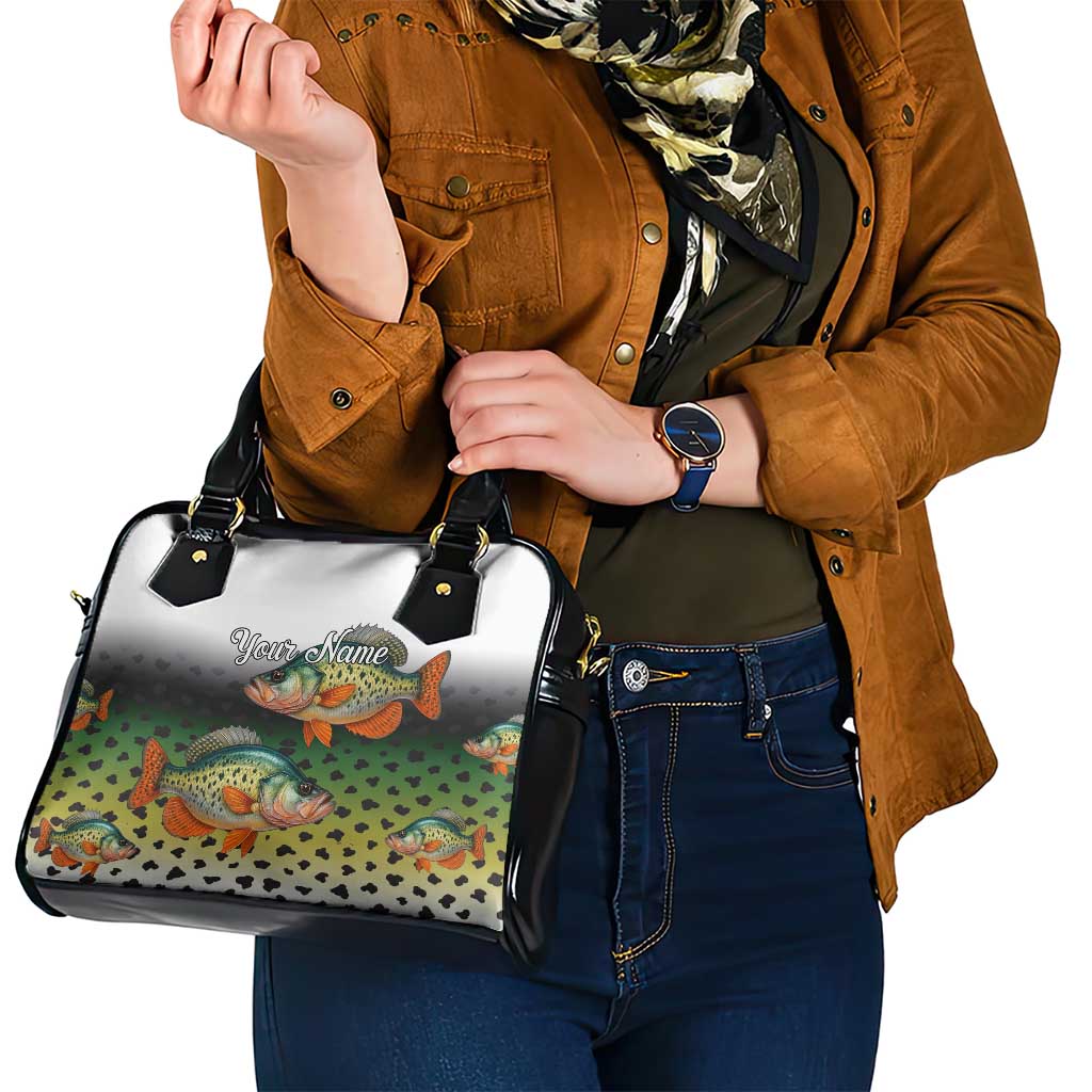 Colorful Crappie Fishing Green Scales Shoulder Handbag Gradient Camo Pattern and Custom Name Fishing TS04