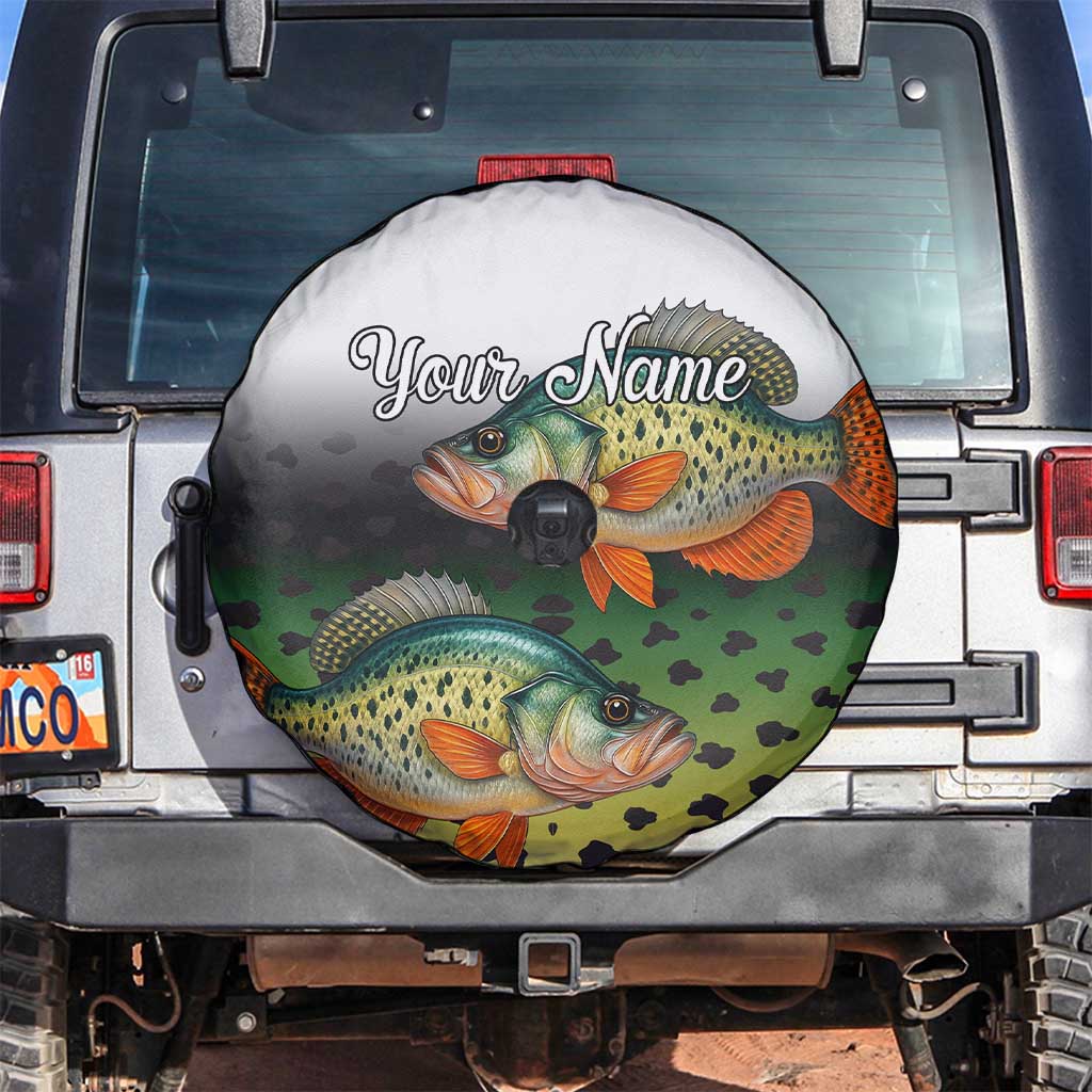 Colorful Crappie Fishing Green Scales Spare Tire Cover Gradient Camo Pattern and Custom Name Fishing TS04