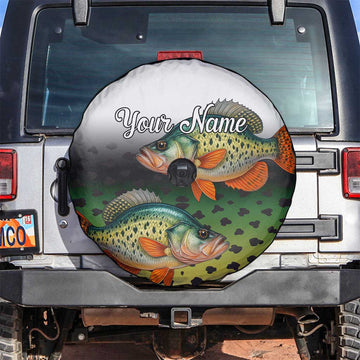 Colorful Crappie Fishing Green Scales Spare Tire Cover Gradient Camo Pattern and Custom Name Fishing TS04