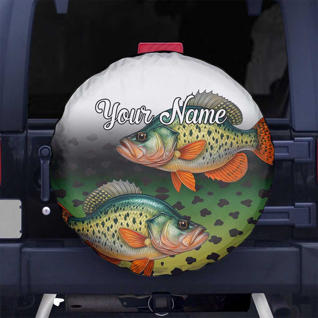 Colorful Crappie Fishing Green Scales Spare Tire Cover Gradient Camo Pattern and Custom Name Fishing TS04