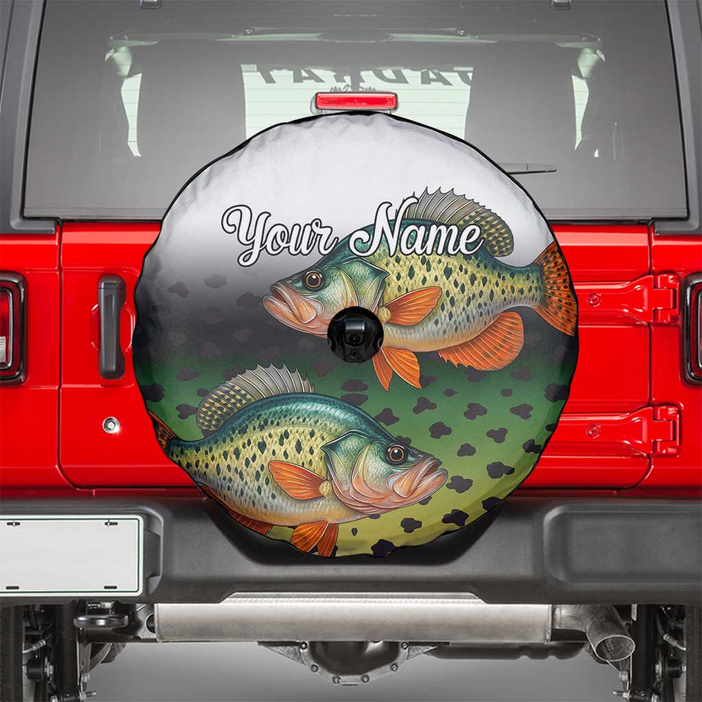 Colorful Crappie Fishing Green Scales Spare Tire Cover Gradient Camo Pattern and Custom Name Fishing TS04