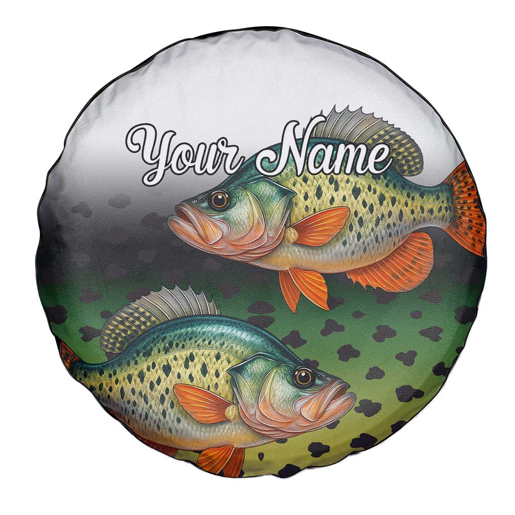 Colorful Crappie Fishing Green Scales Spare Tire Cover Gradient Camo Pattern and Custom Name Fishing TS04