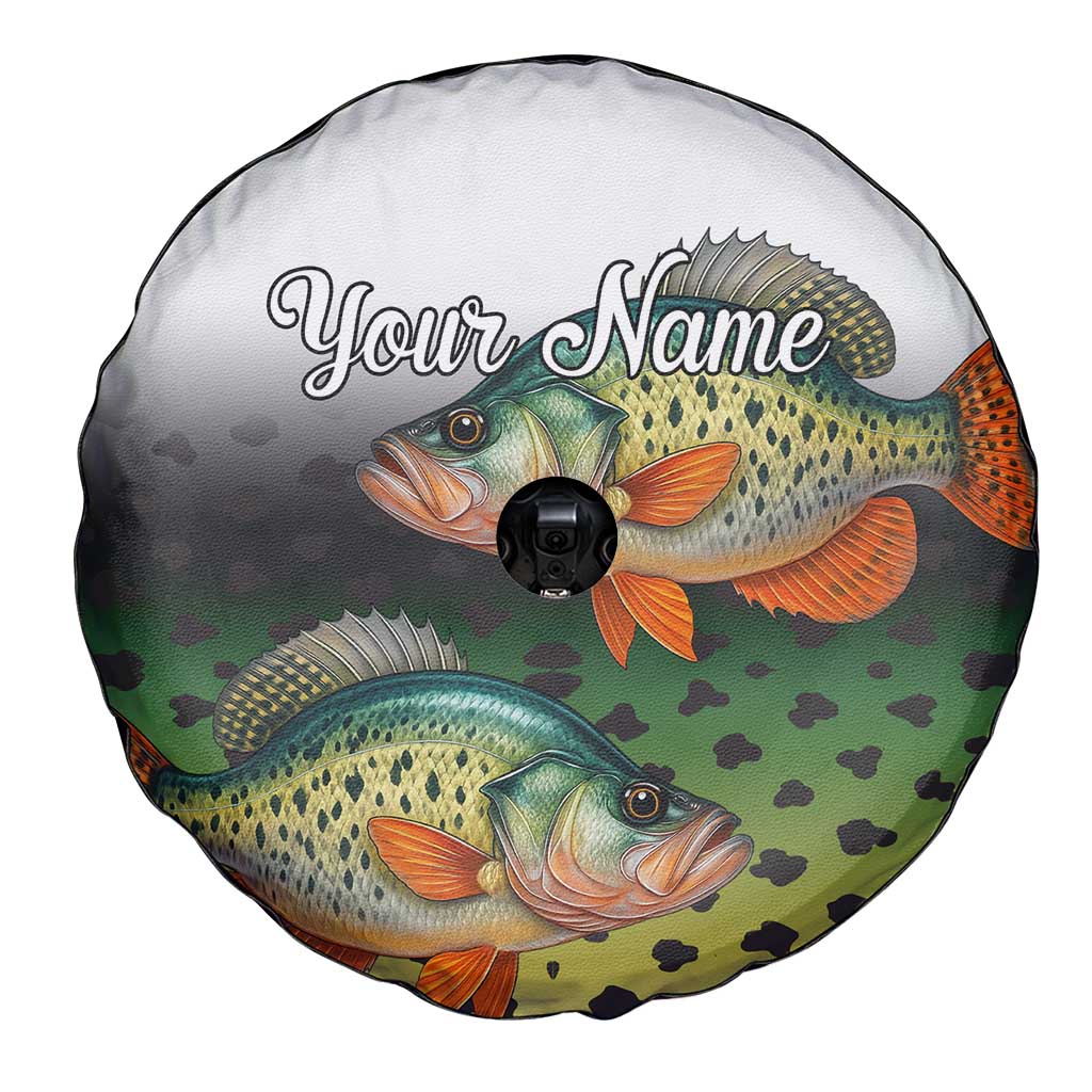 Colorful Crappie Fishing Green Scales Spare Tire Cover Gradient Camo Pattern and Custom Name Fishing TS04