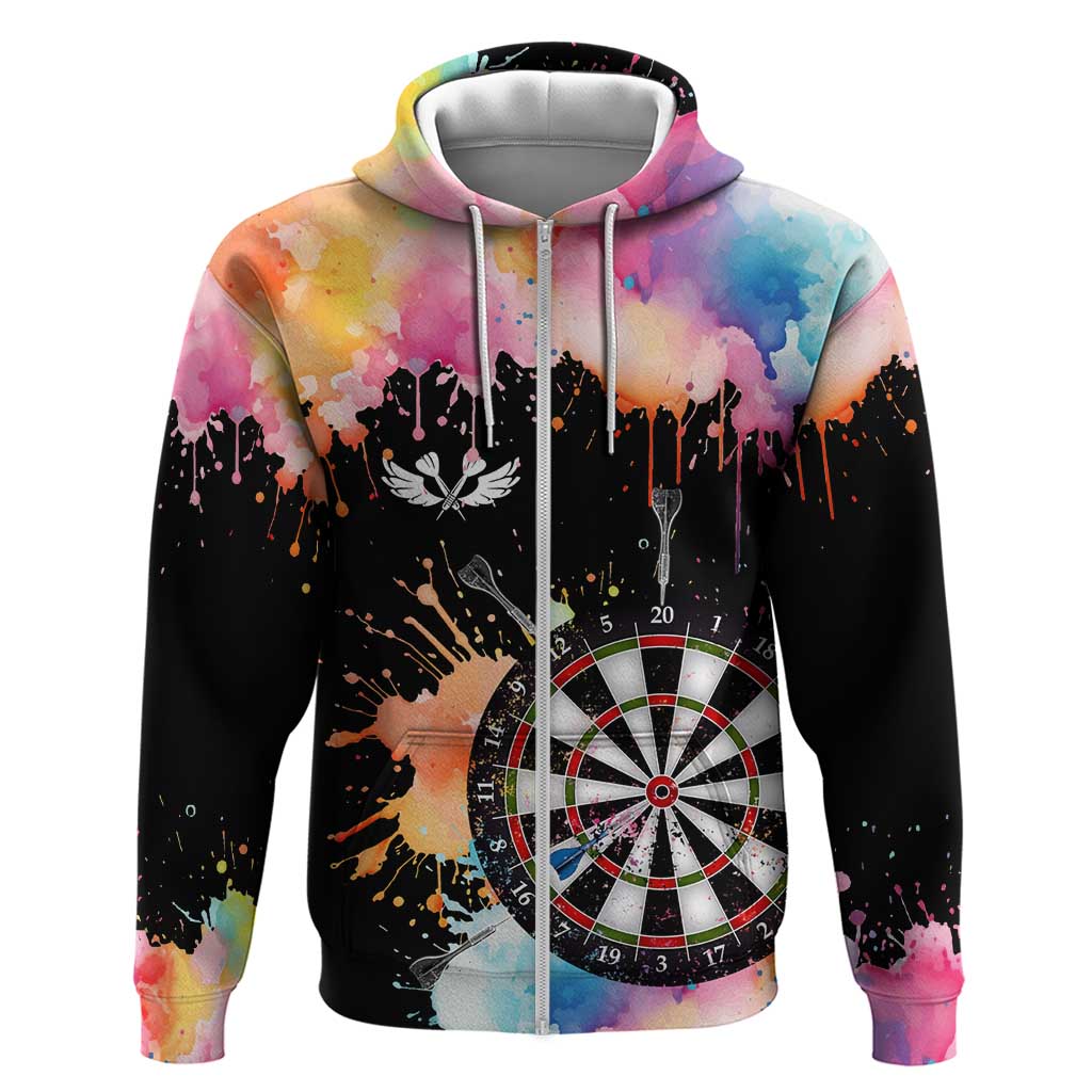 Dartboard and Colorful Paint Splash Darts Hoodie with Aim Shoot Swear Repeat Quote Custom Name TS04