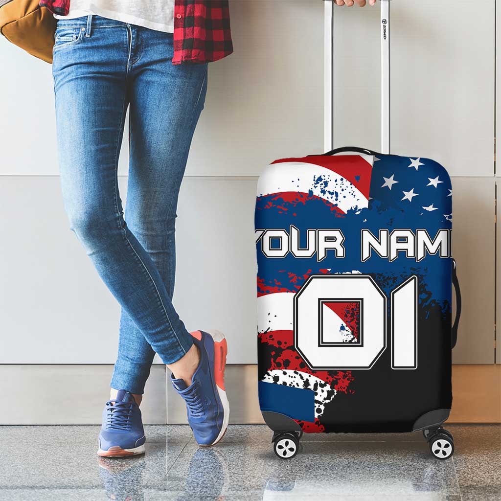 BMX Life Graphic Luggage Cover with American Flag and Custom Rider Number Design TS04