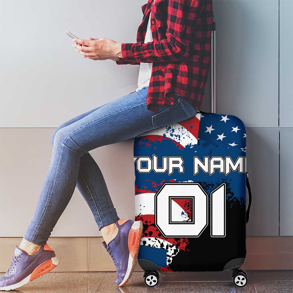 BMX Life Graphic Luggage Cover with American Flag and Custom Rider Number Design TS04