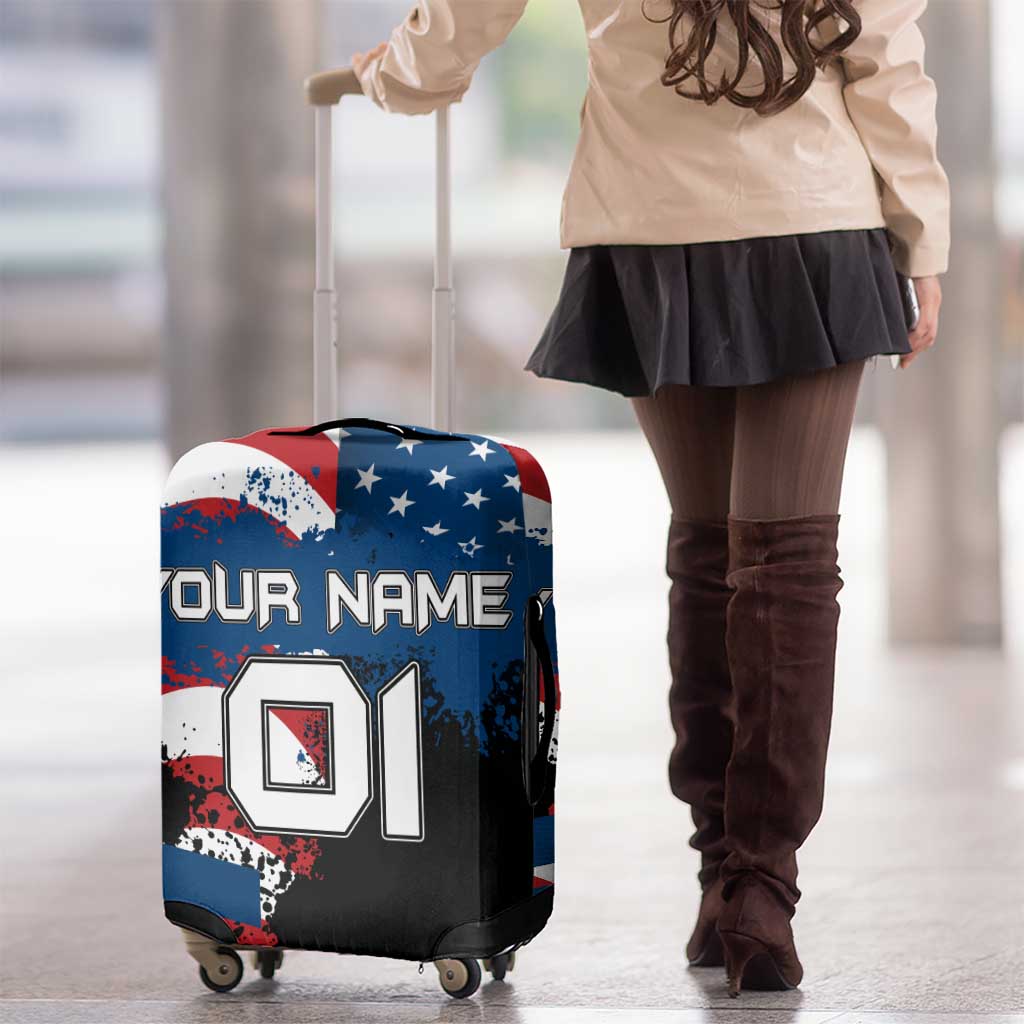 BMX Life Graphic Luggage Cover with American Flag and Custom Rider Number Design TS04